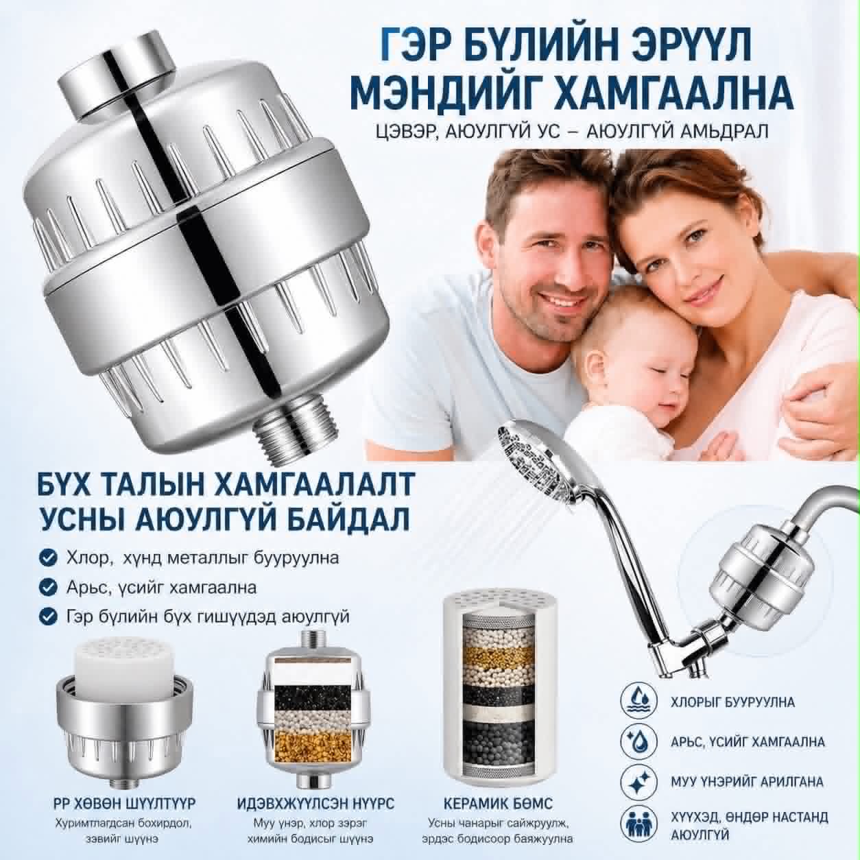 Чанарын шүршүүрийн шүүлтүүр – Цэвэр усны тав тух
